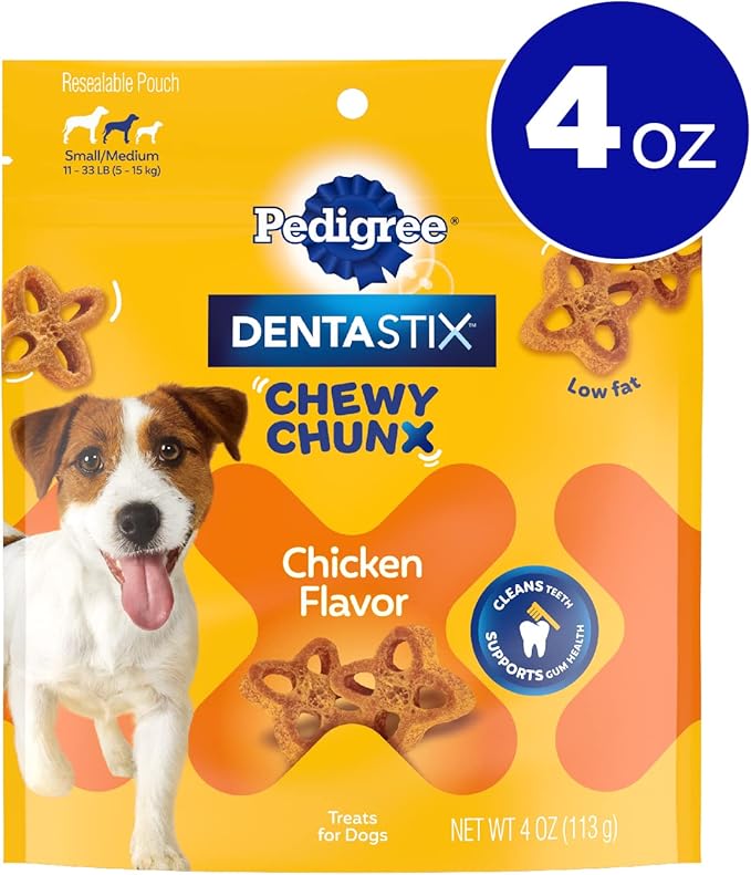 PEDIGREE DentaStix Chewy Chunx Dental Treats, Small/Medium Dog – 4 oz.