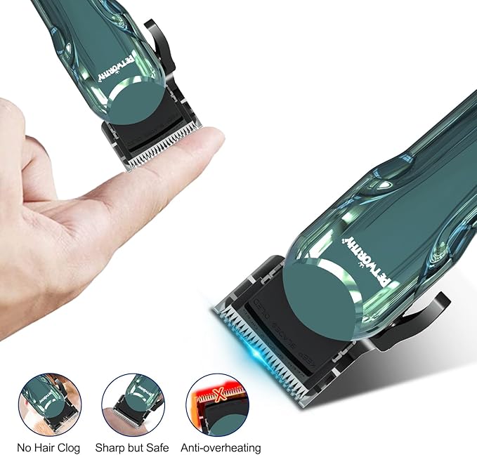 Dog Clippers for Grooming - Dog Grooming Kit for Heavy Thick Hair Coats Low Noise Dogs Shaver Clippers with Cloth Upgraded Professional Rechargeable Cordless Electric Quiet Plating Clippers