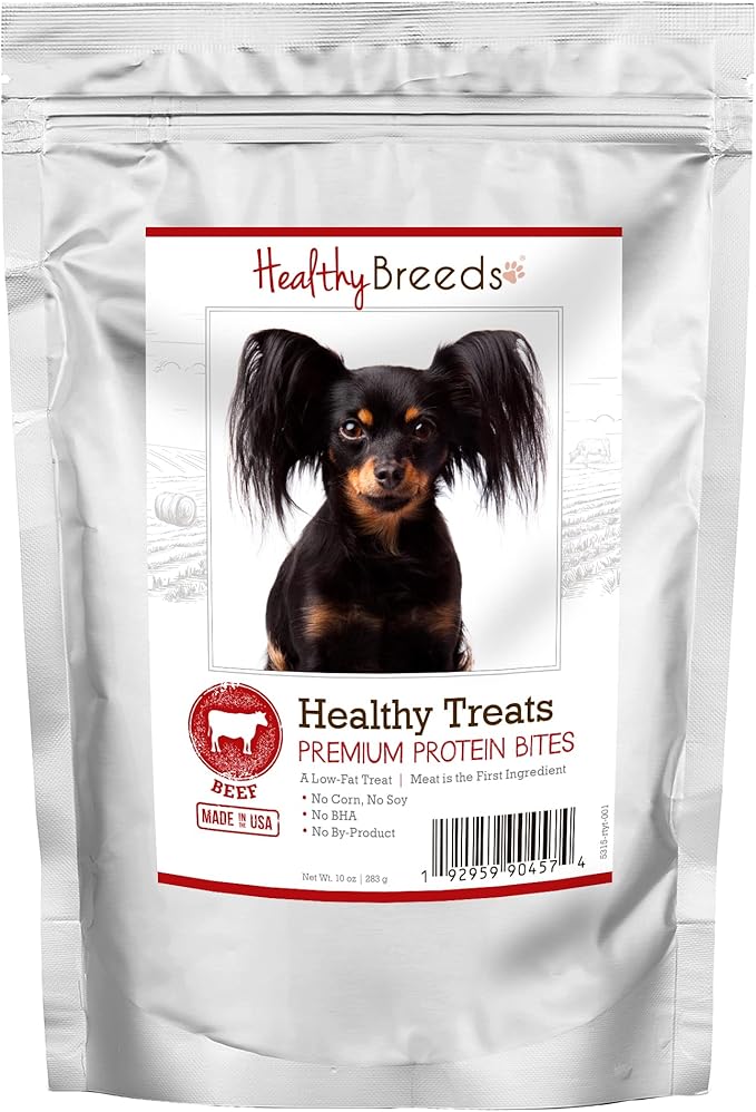 Healthy Breeds Russian Toy Terrier Healthy Treats Premium Protein Bites - Low Fat Dog Treats - Beef is The 1st Ingredient - 10 oz