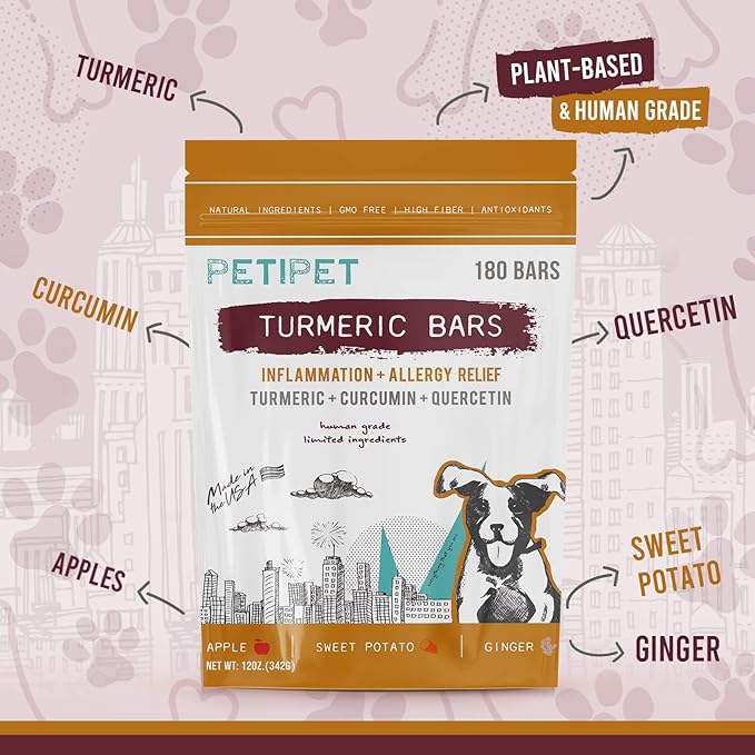 Vegan Organic Turmeric, Curcumin, Quercetin Plant Based Soft Chews for Seasonal Allergies, Itch, Skin Hot Spots, Immune & Digestive Health (180 Count)…
