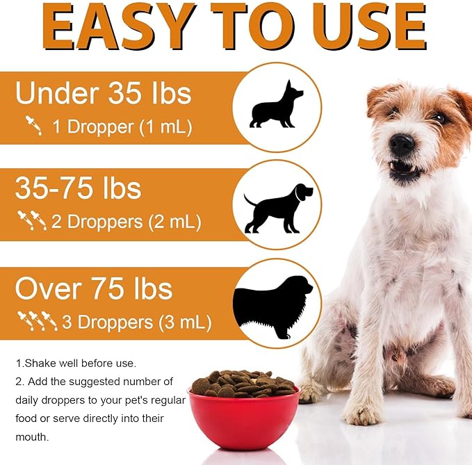 Quercetin for Dogs, Dog Quercetin with Vitamin C Supports Dogs Allergy Relief, Support Balanced Immune System, Pet Supplement Quercetin for Dog Allergies, Bacon Flavor - 1 Pack 60ml / 2.02oz