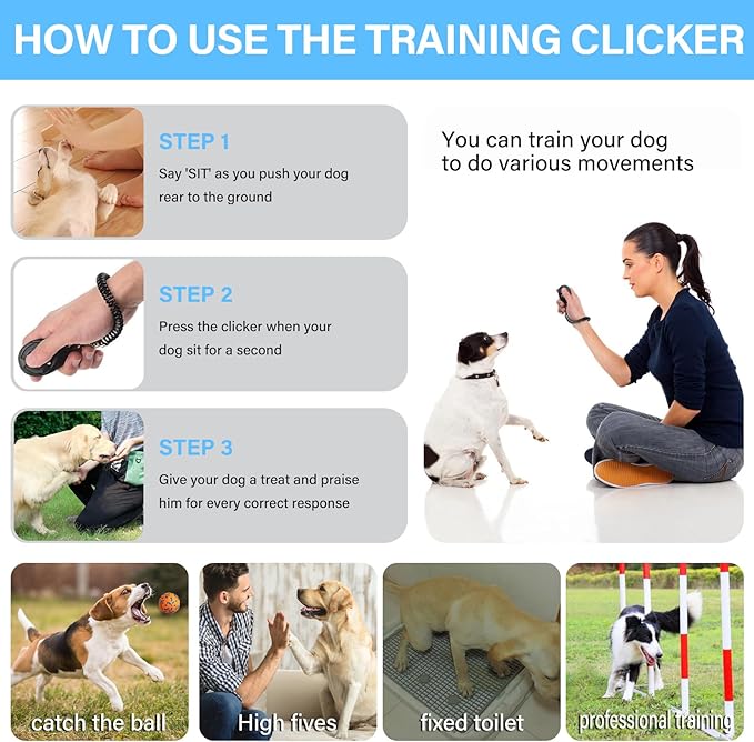 Dog Training Kit include Dog Training Clicker with Wrist Strap, Dog Whistle with Black Strap Lanyard, Dog Flying Discs, Dog Toy Balls, Suitable for Small Medium Dogs Training Tools (dark-colored)