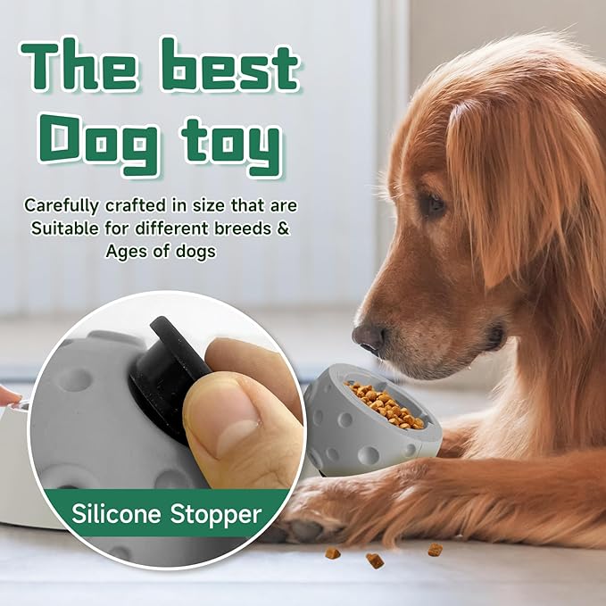 Dog Chew Toys,Treat Tray for Frozen Dog Food,Long-Lasting Durable Fillable Dog Treat Dispensing Dog Toy,Freezable Fillable Rubber Dog Toys with Silicone Treat Tray (Gray&Treat Mold)