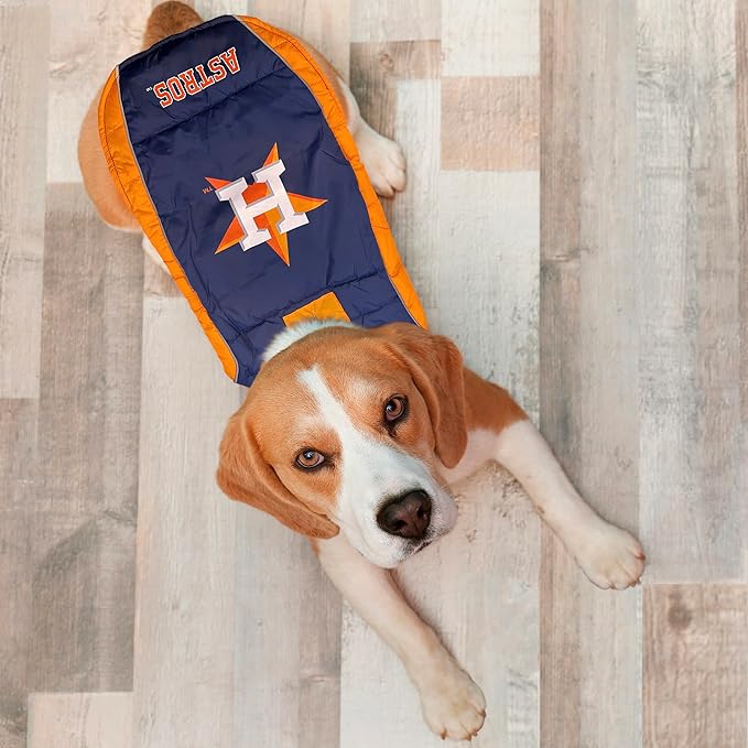 Pets First MLB Houston Astros Puffer Vest for Dogs & Cats, Size Large. Warm, Cozy, and Waterproof Dog Coat, for Small and Large Dogs/Cats. Best MLB Licensed PET Warming Sports Jacket (AST-4081-LG)