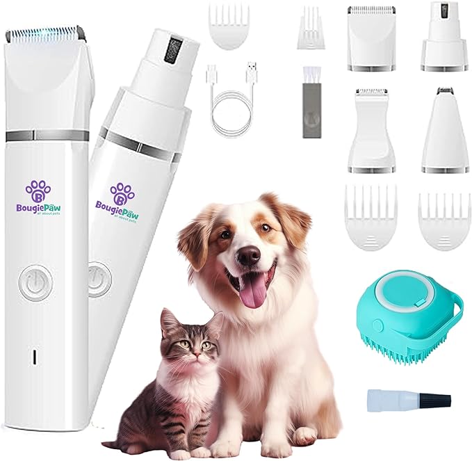 Dog Clippers for Grooming | 12 Pcs Set | Low Noise | Rechargeable | Professional Dog Grooming Kit | Dog Grooming Clippers (Black with LED Display)