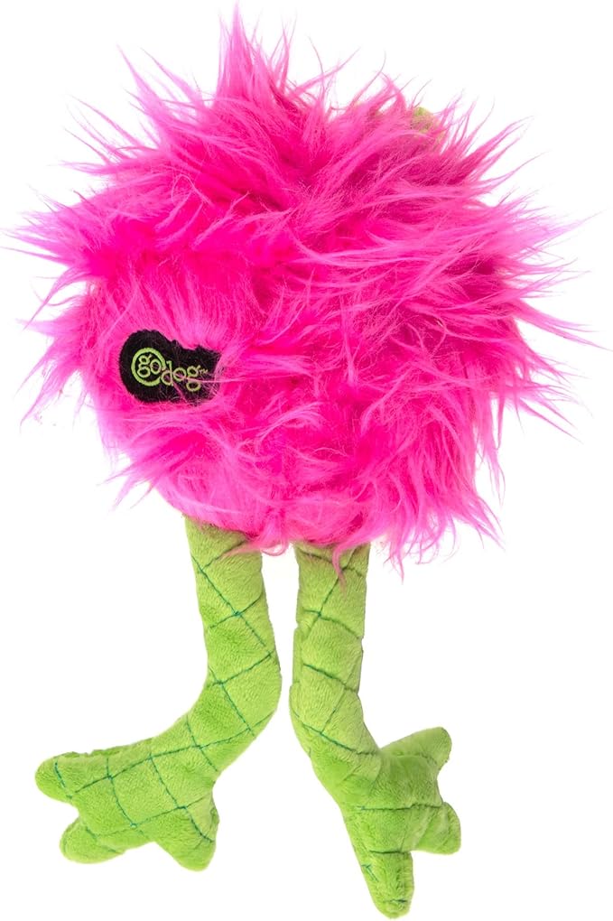 goDog PlayClean Germs Squeaky Plush Dog Toy with Odor-Eliminating Essential Oils, Chew Guard Technology - Lime, Large