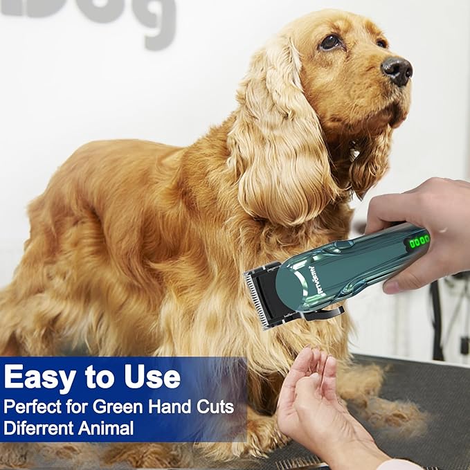 Dog Clippers for Grooming - Dog Grooming Kit for Heavy Thick Hair Coats Low Noise Dogs Shaver Clippers with Cloth Upgraded Professional Rechargeable Cordless Electric Quiet Plating Clippers