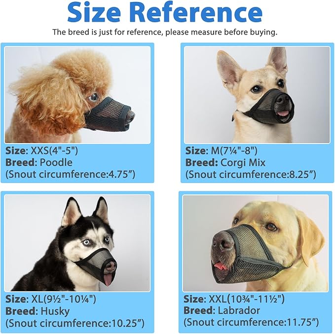 LUCKYPAW Dog Muzzle Suits for Small Medium Large Dogs, Mesh Muzzle Pack for Dogs Anti Biting Chewing, Breathable Dog Muzzle Sets with Adjustable Strap for Grooming Walking Vet Visiting(3 Pieces)