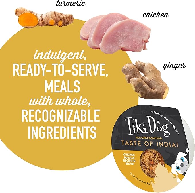 Tiki Dog Taste of The World - Dog Wet Food - Whole Foods - India! Chicken Masala - 3 oz Cup
