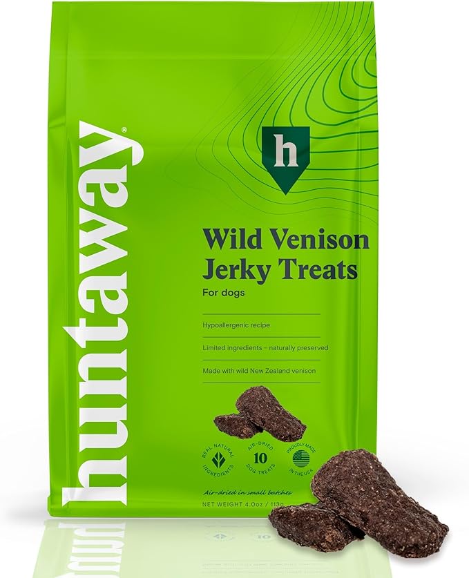 Wild Venison Jerky Treats for Dogs - 1 Pack of 4oz Natural Venison Dog Treats Suitable for Large Dogs and Small Dogs