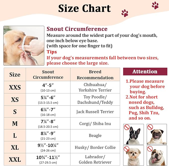 Mayerzon Dog Muzzle, Soft Mesh Muzzles for Small Medium Large Dogs Chihuahua Poodle Husky Labrador Retriever, Breathable Dog Mouth Guard for Biting Chewing Grooming, Allow Panting Drinking