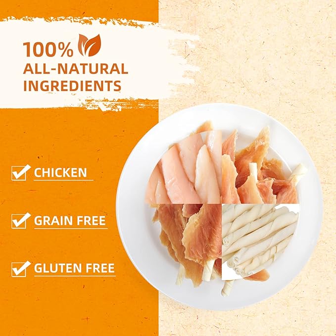Jungle Calling Dog Treats,Chicken Jerky Wrapped Rawhide Chew Sticks-Long Lasting Chewing Food for all dogs,Hip Joint Health Rich in Glucosamine & Chondroitin,10.6 oz