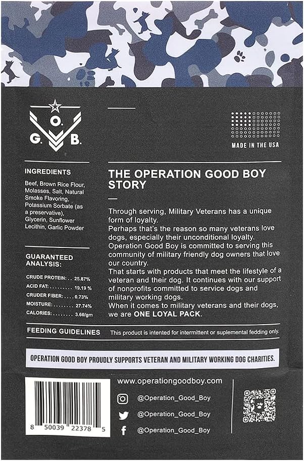 Operation Good Boy Dog Treats - 1/4" Beef Squares Bootcamp Bites | Natural, Farm-Raised Meat - Vet-Formulated AAFCO approved ingredients | Perfect Training Treats for Small to Large Dogs