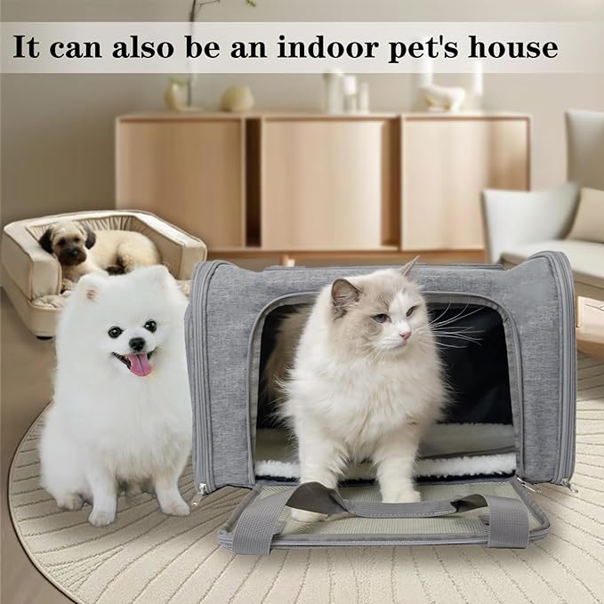 Dog Cat Carrier Pet Carriers for Small Medium Large Cats Dogs Carrier Soft Sided Small Puppy Dog Carrier Portable Foldable Airline Approved Dog Cat Travel Carrier Grey Large