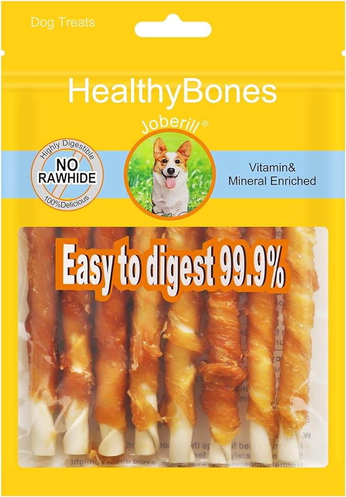 HealthyBones Chicken Breast Wrapped Natural Dog Treats for Australian Shepherd Pit Bull Mix and Other Large Mixed Breed Dogs, 9 Count