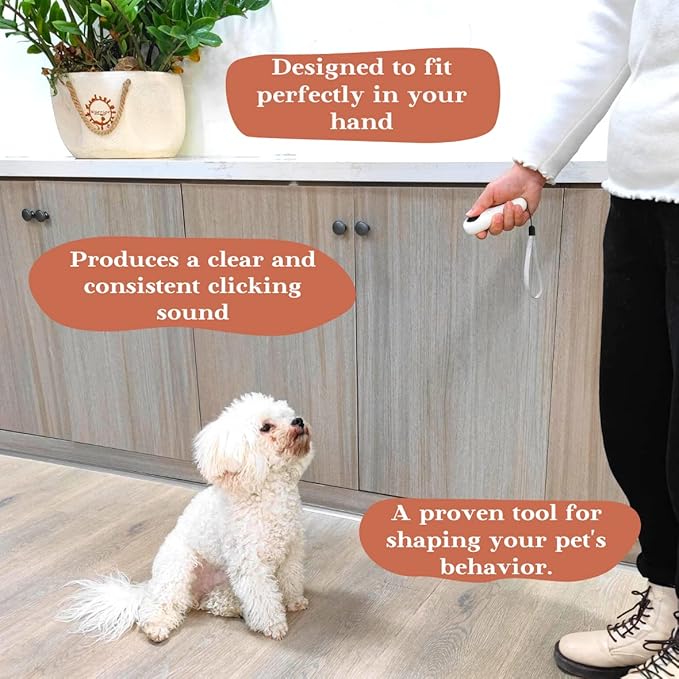 Premium Quality Cat & Dog Training Clicker with a Wrist Strap. Lightweight Unique Design, Effective Pet Training Tool for Cats or Puppies (Black)