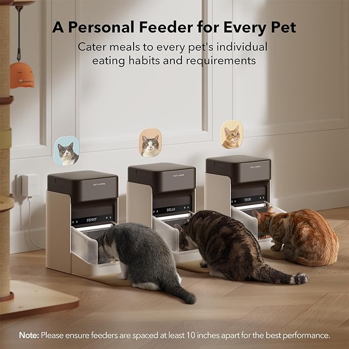 PETLIBRO 2 Packs RFID Automatic Cat Feeders, 5G Wi-Fi 2 Packs Automatic Pet Feeders, 3L 2 Auto Cat Feeders with Light Collar Tag, Tag Activated 2 Automatic Cat Food Dispensers 1-10 Meals Control