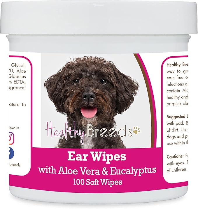 Healthy Breeds Schnoodle Ear Cleaning Wipes with Aloe & Eucalyptus for Dogs 100 Count