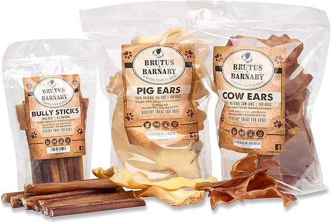 BRUTUS & BARNABY Grass Fed Bully Sticks for Dogs, Fully Digestible Dog chew, Grain Free, Rawhide Free, 100% Natural Beef, Small Batched for Freshness and Low Odor