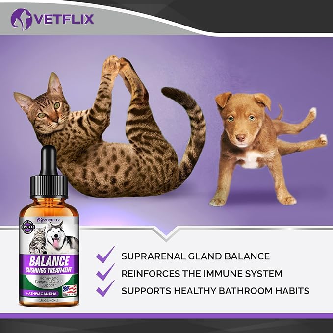 Pet Kidney Support for Dogs & Cats - Made in USA - Cushings Treatment for Dogs - Cat & Dog Supplement for Suprarenal Gland Support