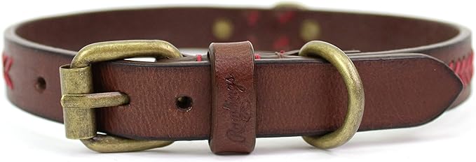Rawlings | Baseball Stitch Leather Dog Collar | Multiple Sizes | Multiple Colors