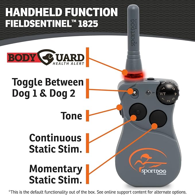 SportDOG Brand FieldSentinel 1825 2-Dog Shock Collar for Dogs with Bodyguard Health Alerts – World’s First E-Collar w/ Health Monitoring – 1 Mile Range - Train with Shock, Vibrate, and Tone