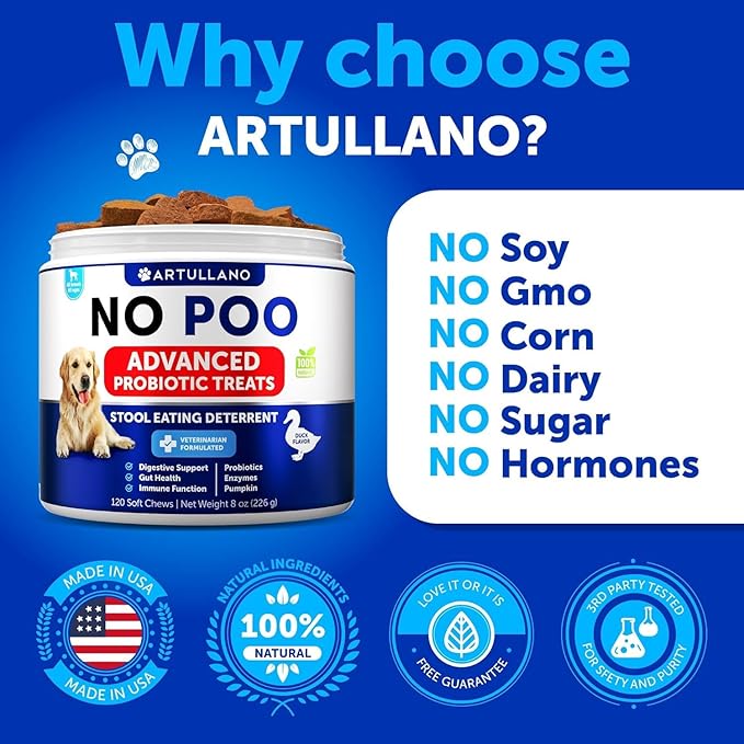 Canine No Poo Soft Chewables - No Poo Probiotic Supplement for Dogs - Digestive Support & Immune Function