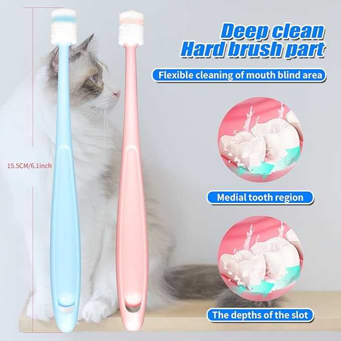 2 PCS Small dog & Cat Dental Care Tooth Brushing Kit,2 PCS 360 Degree Soft Silicone,Independent Packaging,360°Pinching Teeth for Easy Puppy Teeth Cleaning