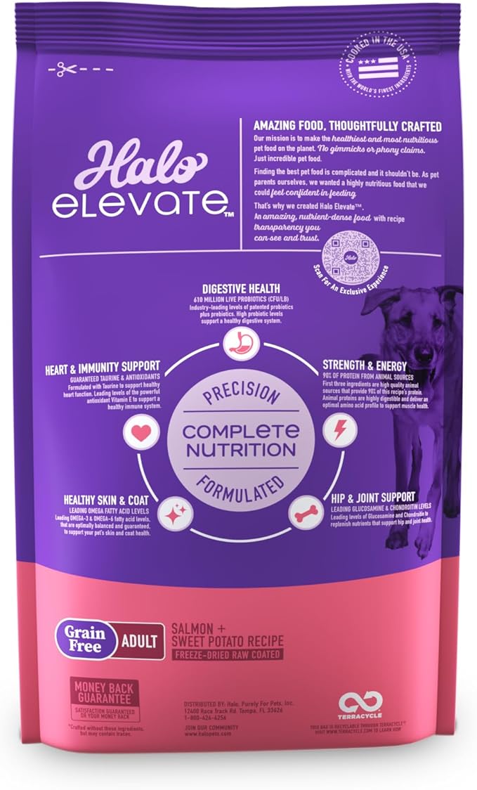 HALO Elevate Dry Dog Food, Grain Free Salmon Recipe, 3.5lb