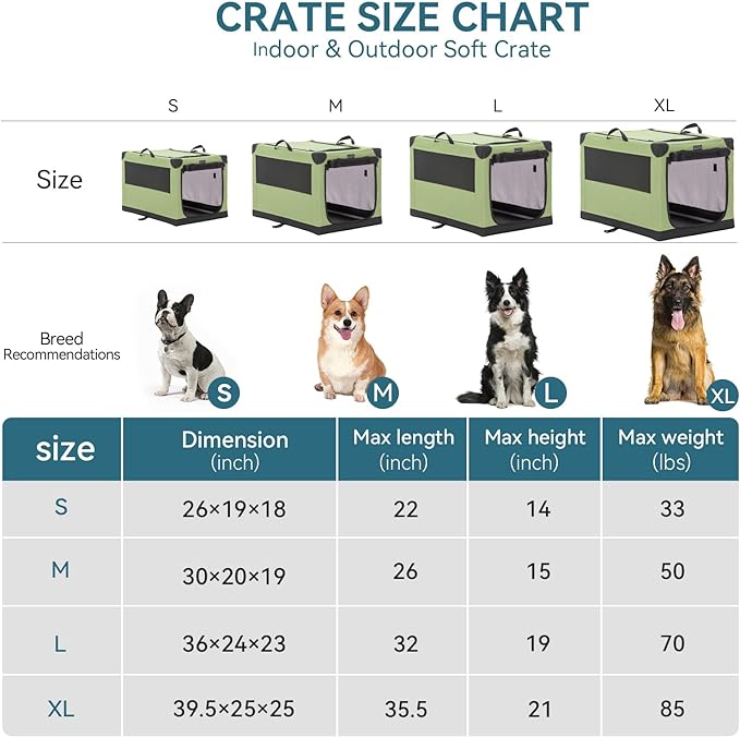 Dog Crates for Small Dogs, Adjustable Fabric Cover by Spiral Iron Pipe, Strengthen Sewing Dog Travel Crate 3 Door Design ,'26'' X 19'' X 18''