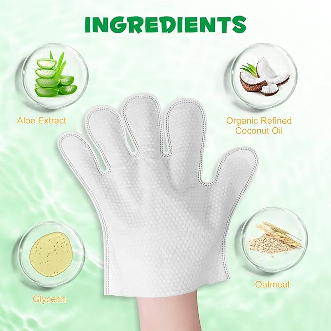 Dog Cleaning Wipes Gloves, Cleaning & Deodorizing Pet Oral Wipes for Cat Cleansing Teeth Glove Wipes - Reduces Plaque and Freshens Breath, Also Used for Cleansing Paws, Eyes, Ears, Butt, Chin - 6PCs