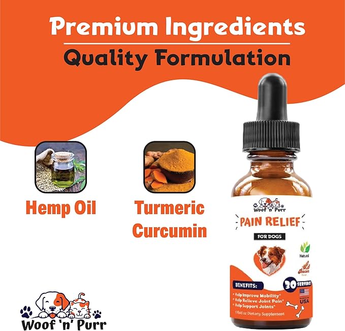 Natural Pain Relief for Dogs - Dog Pain Relief - May Help with Joint, Hip, Heart Health & Much More - Pain Relief for Dogs for Older Dogs - Dog Supplements & Vitamins - Dog Joint Pain Relief - 1 fl oz