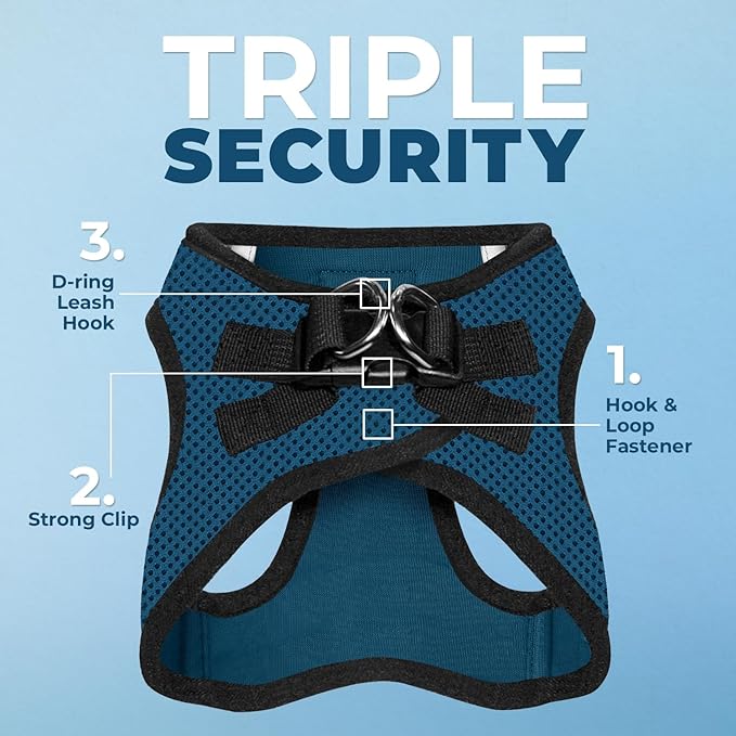 Voyager Step-In Air Dog Harness - All Weather Mesh Step in Vest Harness for Small and Medium Dogs by Best Pet Supplies - Blue Base, L