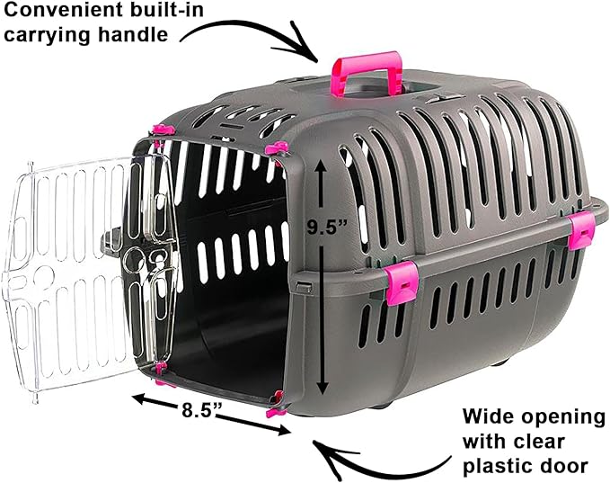 Ferplast Jet Pet Carrier: Value Dog Carrier Suitable for Toy Dog Breeds & Small Cats, Assembled Dimensions: 12.6L x 18.5W x 11.42H inches, Fuchsia