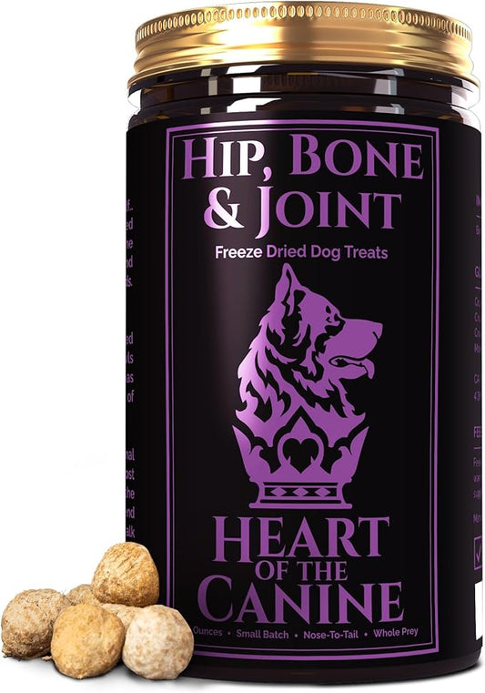 Hip, Bone & Joint - Premium Dog Bone & Joint Supplement - Enhanced Canine Mobility and Recovery - Grass-Fed Beef Bone, Green Mussel, Chicken Cartilage - Heart of The Canine - 6oz