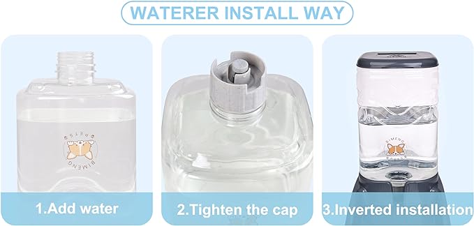 Automatic Pet Water Feeder, 3.8L Gravity Cat Water Dispenser with Cat Water Bowl, Large Capacity Water Feeder for Kitten & Small and Medium-Sized Dogs (Grey)
