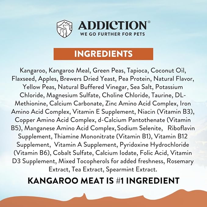 Addiction Wild Kangaroo & Apples - Dry Dog Food - Limited Ingredient Novel Protein - Muscle and Weight Management - Grain-Free - Ideal for Dogs with Food Allergies - Crafted in New Zealand 4lb