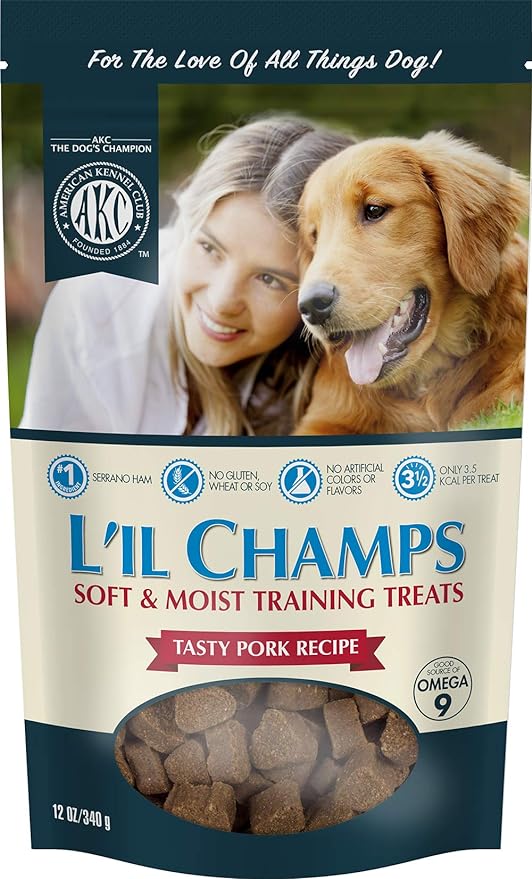 American Kennel Club Lil Champs Soft & Moist Training Treats, Pork Flavor, All Breed Sizes, 12 Ounces