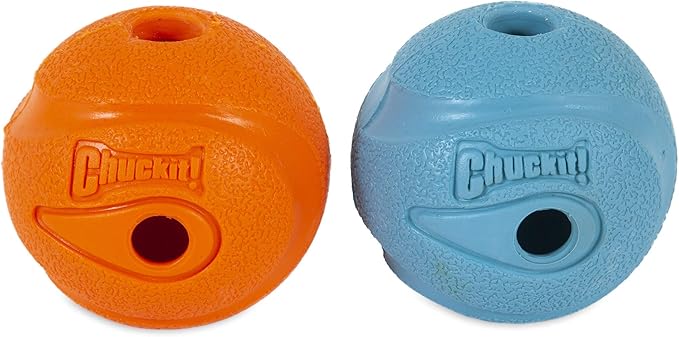 Chuckit! The Whistler Ball Dog Toy, Medium (2.5 Inch Diameter) for Dogs 20-60 lbs, Pack of 2, Multicolor