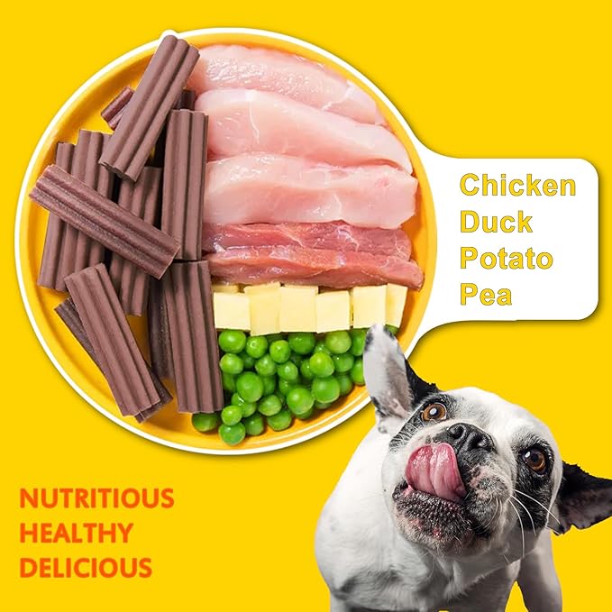 Dog Teeth Cleaning Chews - Beef-Flavored Dental Sticks for Rewarding Small and Medium Dogs - 7.2oz, Pack (18 Treats)