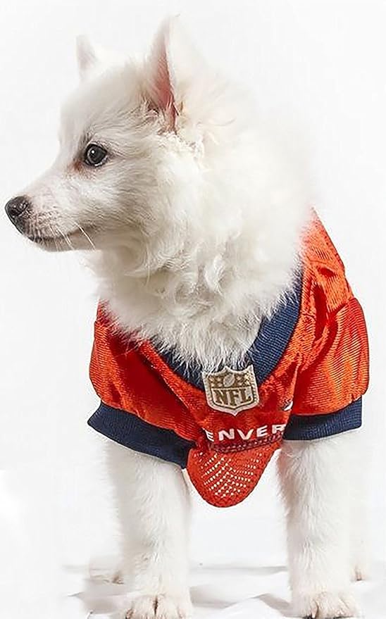 NFL Denver Broncos Dog Jersey, Size: Medium. Best Football Jersey Costume for Dogs & Cats. Licensed Jersey Shirt