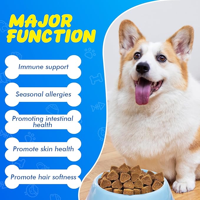 ColEzae Dog Allergy Relief Chews, with Omega 3 & Probiotics and Herbal Allergy Medicine for Dogs, Combat Itchy Skin, Paw Licking, and Seasonal Allergies Supplement