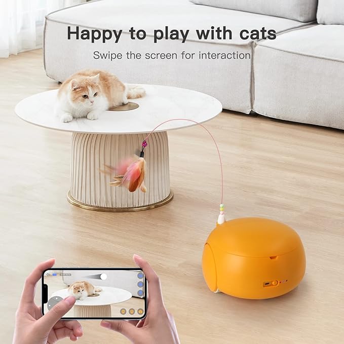 Pet Camera Treat Dispenser, Cat Dog Camera, Automatic Pet Feeder with App Remote Control, 2 Way Audio, 1080P HD Mobile Camera with Night Vision, Interactive Replaceable Cat Teaser