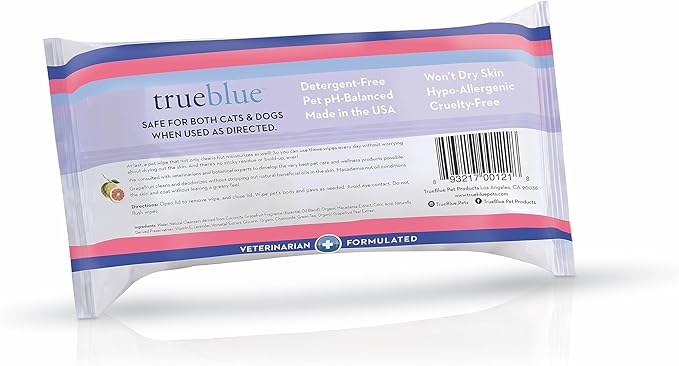 TrueBlue Super Fresh Body and Paw Wipes for Dogs and Puppies - Clean dirty paws and for deodorizing - Extra Large, Non-Toxic - 8"x7" - 100 Count