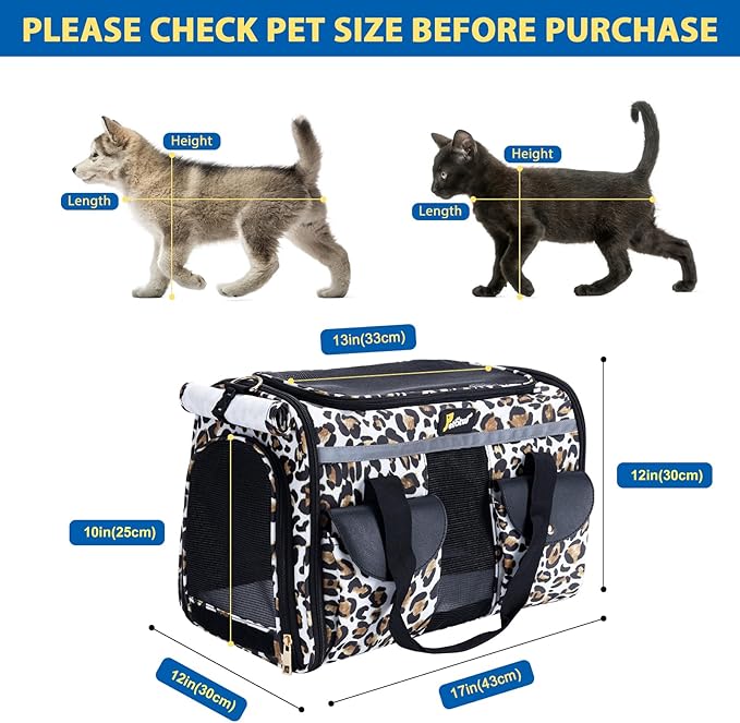 Pet Carrier Cat Carrier for Small Dogs, Dog Carrier, Cat Kennel, Dog Cat Pet Travel Carrier, Soft- Sided Pet Travel Carrier for Cats Dogs, Portable Foldable Pet Bag (Large)