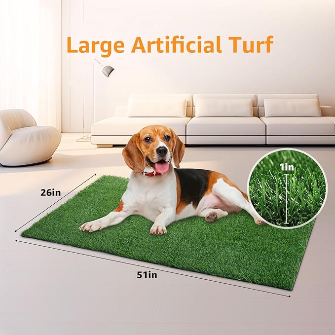 LOOBANI 51in x 26in Grass Pad for Dogs Potty Training Excellent Drainage Artificial Grass Pee Pad for Dogs Turf Fake Grass Potty Easy to Clean Indoor Outdoor