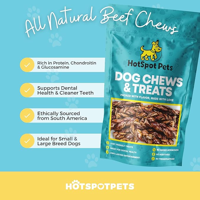 Beef Jerky Dog Treats - 6 Inch Thick Esophagus Braided Sticks Dog Chews - All Natural Bulk Beef Chews from Grass Fed Cattle - Rich in Glucosamine & Chondroitin Rawhide Alternative (12 Inch - 5 Pack)