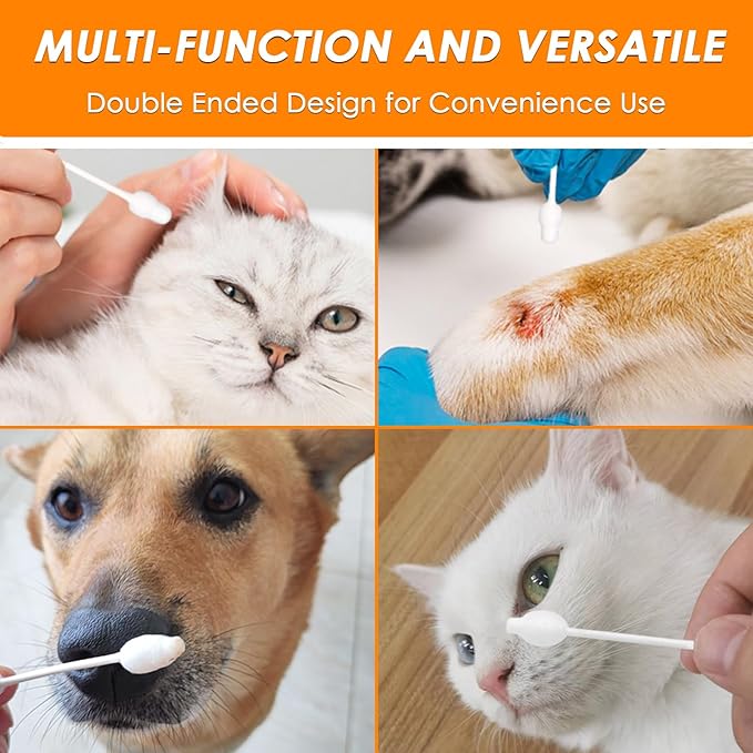 Dog Ear Cleaner - Dog Ear Infection Treatment Gourd-Shaped Swabs, Cotton Buds for Dog Cat Ear Cleaner Tool Cotton Sticks Safer Cleaning of Your Pet's Ears Canal