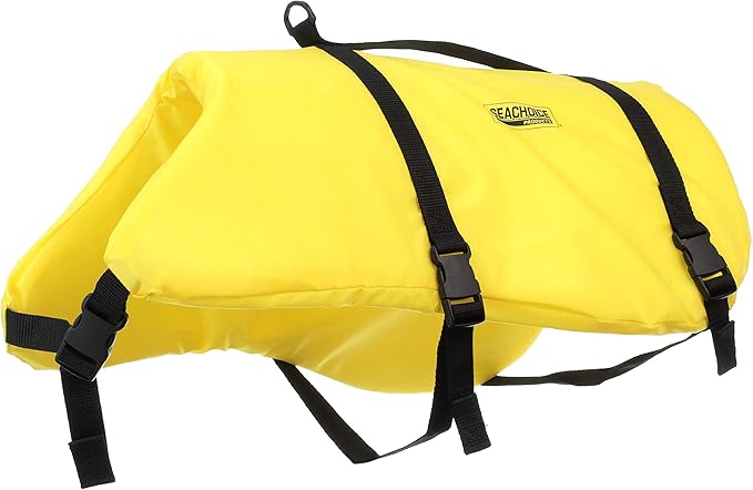 Seachoice Dog Life Vest, Adjustable Life Jacket for Dogs, w/Grab Handle, Yellow, Size Large, 50-90 Lbs.