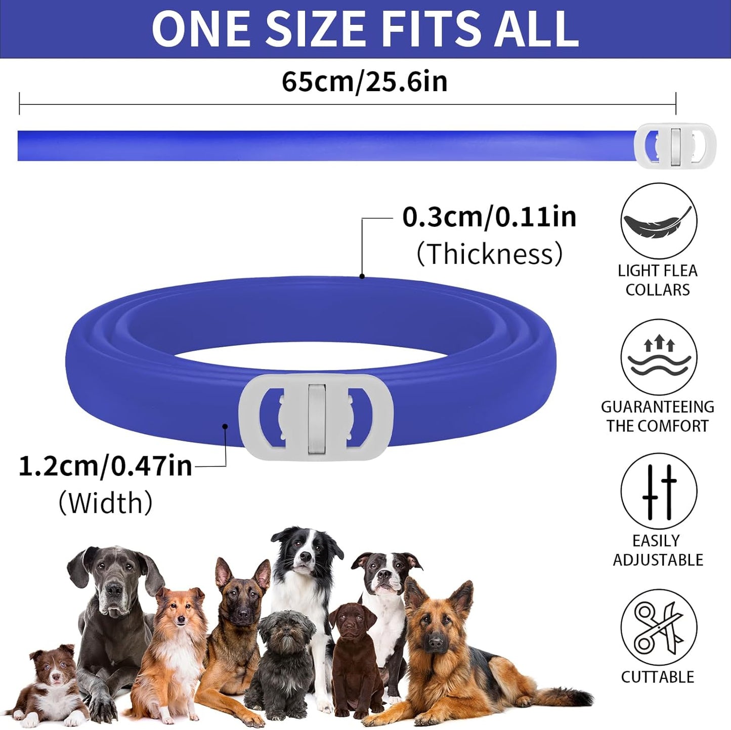 4 Pack Flea Collar for Dogs, 32 Months Flea and Tick Prevention for Dogs, Adjustable Flea and Tick Collar for Dogs Puppies, Waterproof Dog Flea Collar, Natural Dog Flea and Tick Treatment(Blue & Pink)